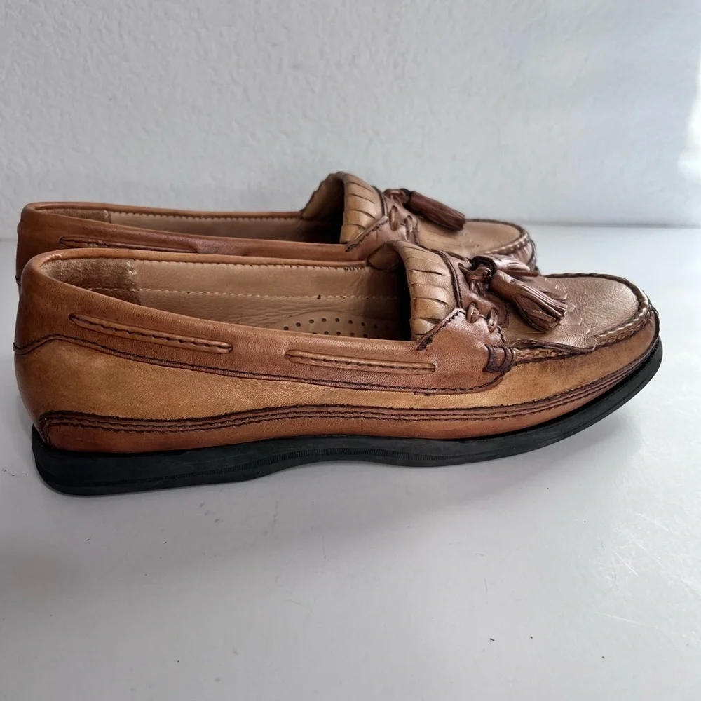 Johnston & Murphy Brown Tan Leather Loafers Slip On Size 8